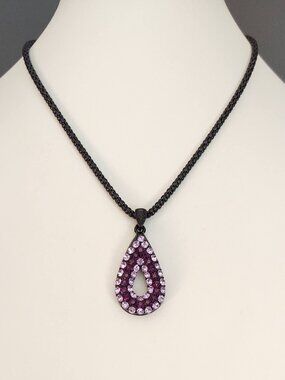 Light & dark purple crystal teardrop necklace